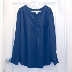 Pure Energy Plus Size Black Long Sleeve Blouse